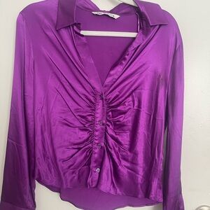Elegant Purple Satin Women's Top